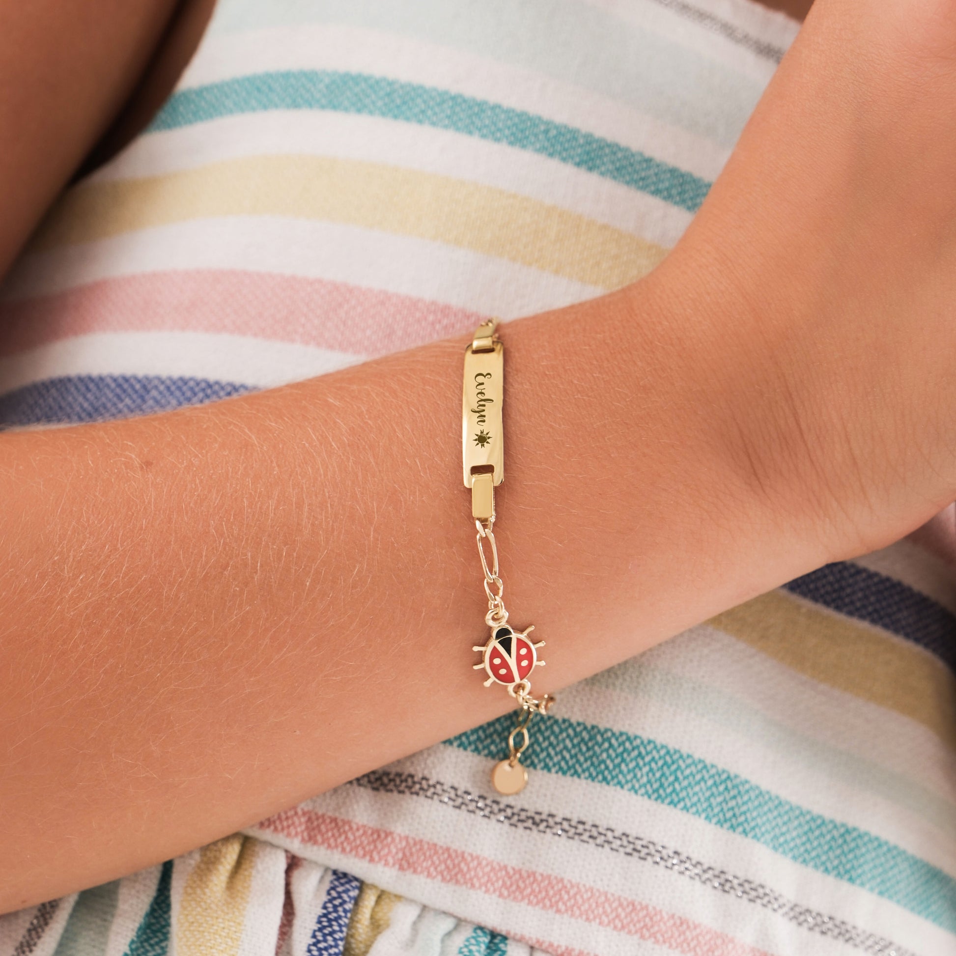 Personalized Ladybird Gold Bracelet for Baby | 14K Solid Gold