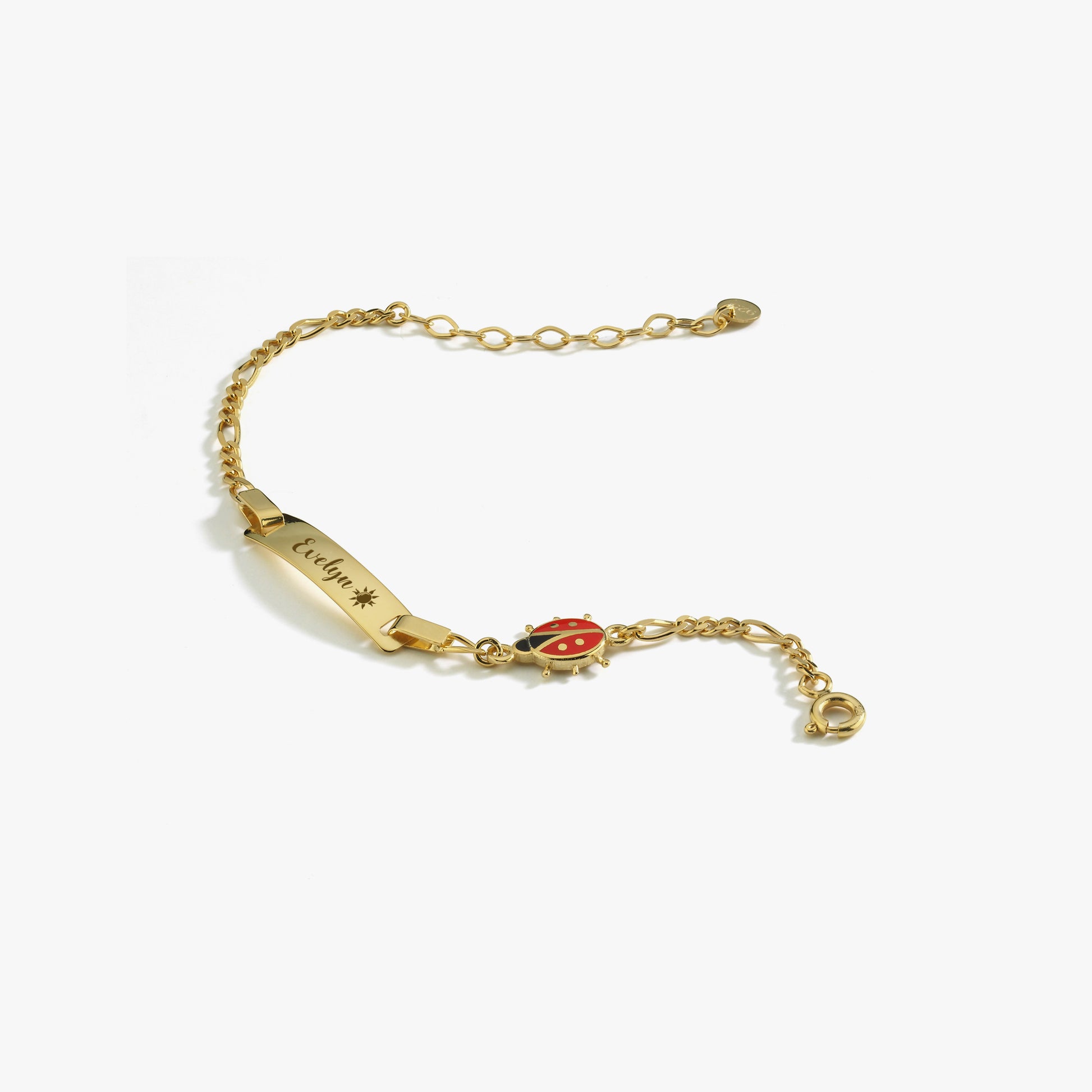 Personalized Ladybird Gold Bracelet for Baby | 14K Solid Gold