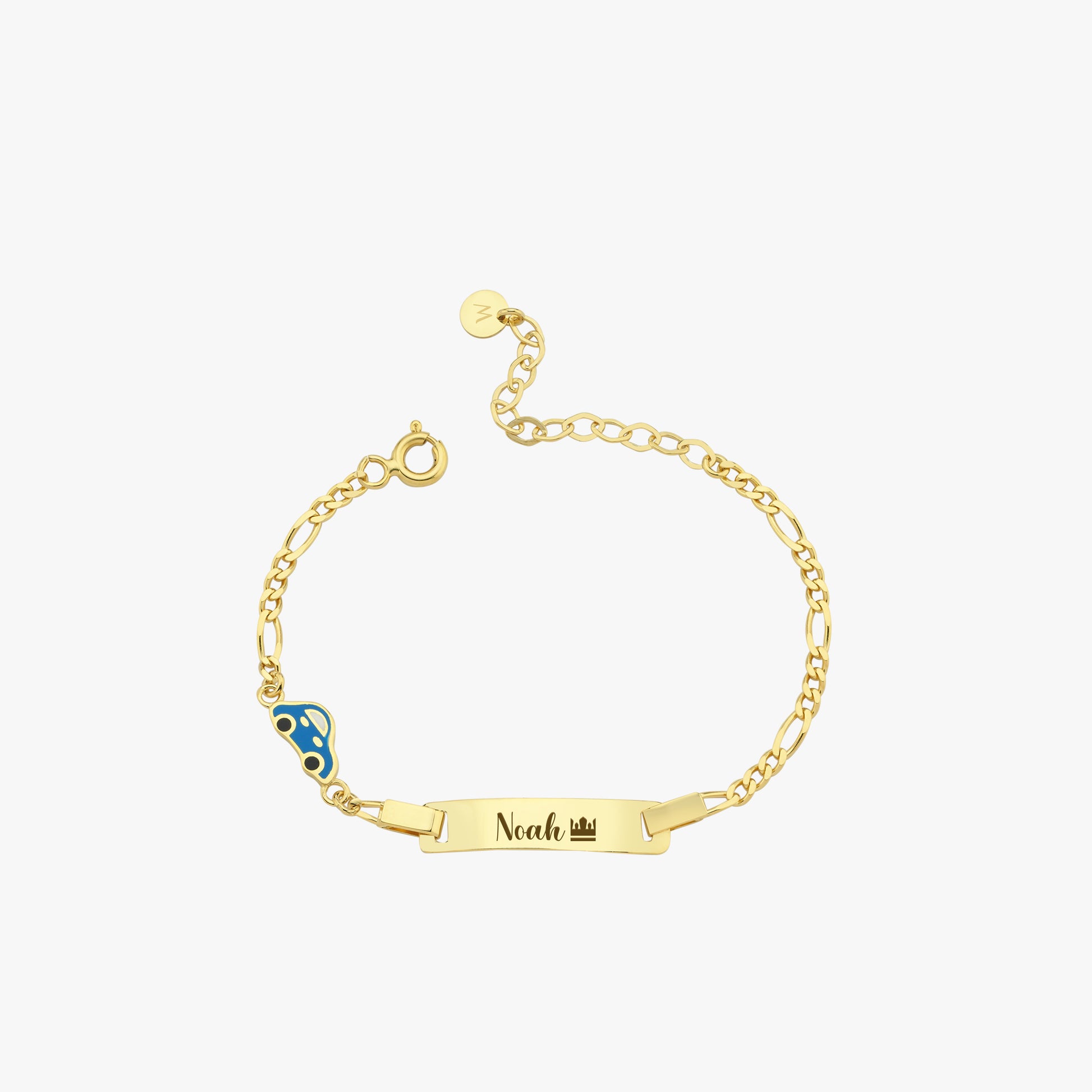 Personalized Car Baby Gold Bracelet with Name  | 14K Solid Gold