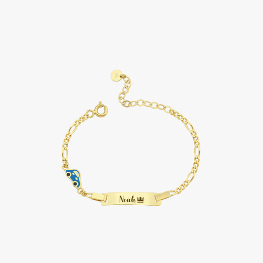 Personalized Car Baby Gold Bracelet with Name  | 14K Solid Gold
