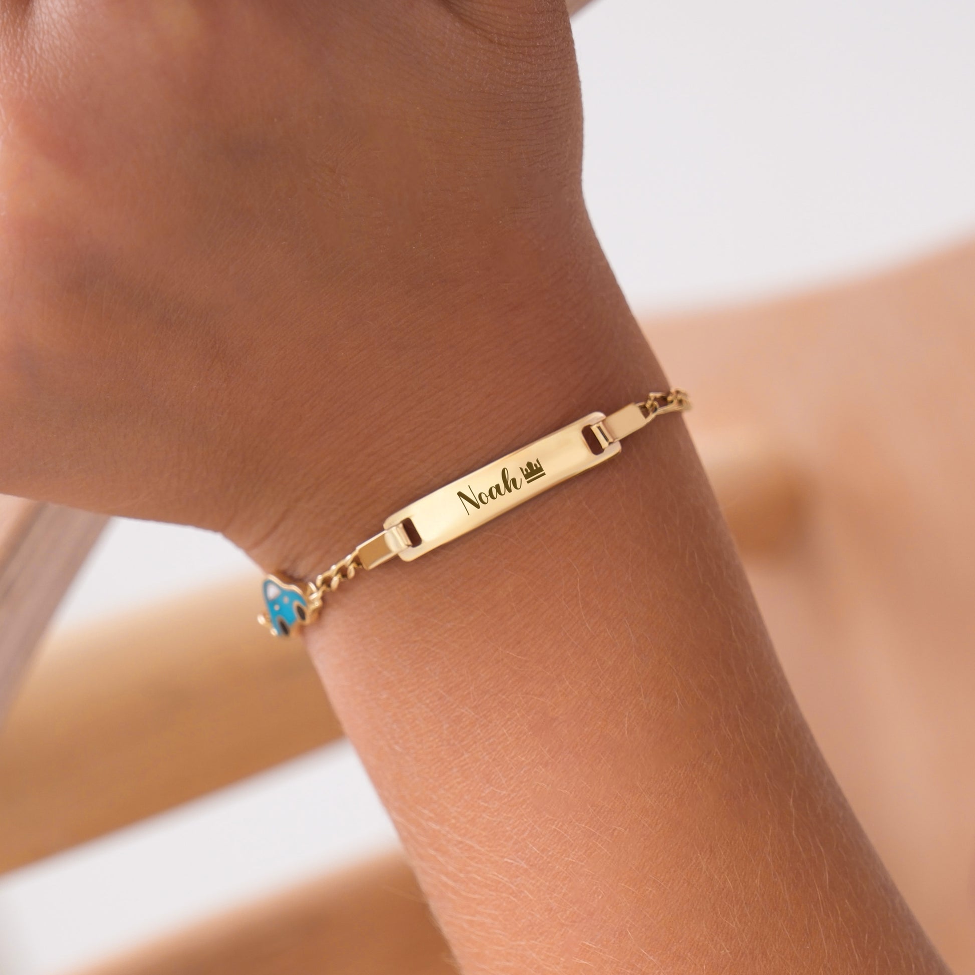 Personalized Car Baby Gold Bracelet with Name  | 14K Solid Gold