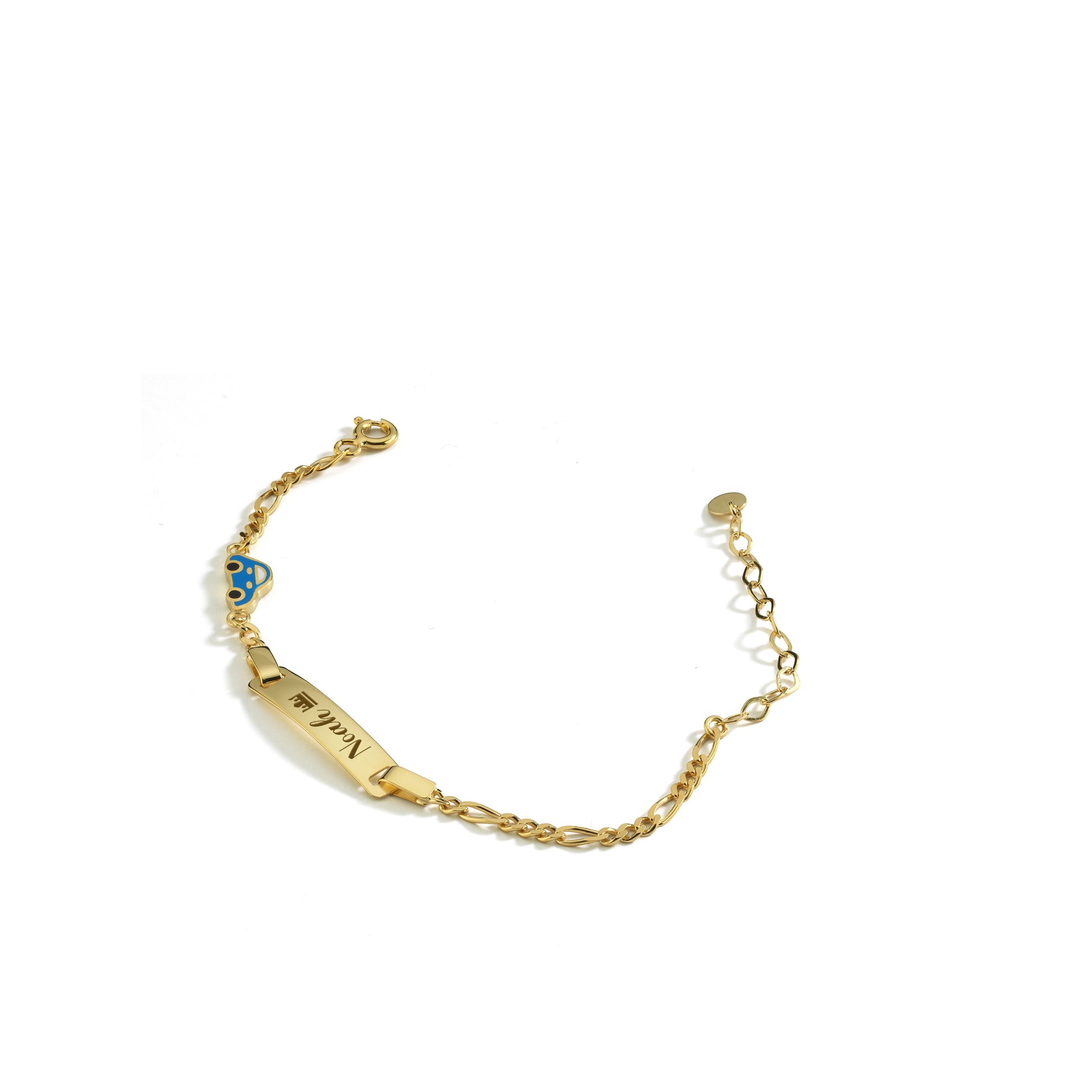 Personalized Car Baby Gold Bracelet with Name  | 14K Solid Gold
