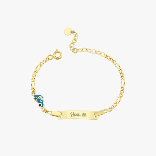 Personalized Car Baby Gold Bracelet with Name  | 14K Solid Gold