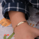 Personalized Footprint Baby Charm Bracelet with Name  | 14K Solid Gold