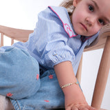 Personalized Footprint Baby Charm Bracelet with Name  | 14K Solid Gold