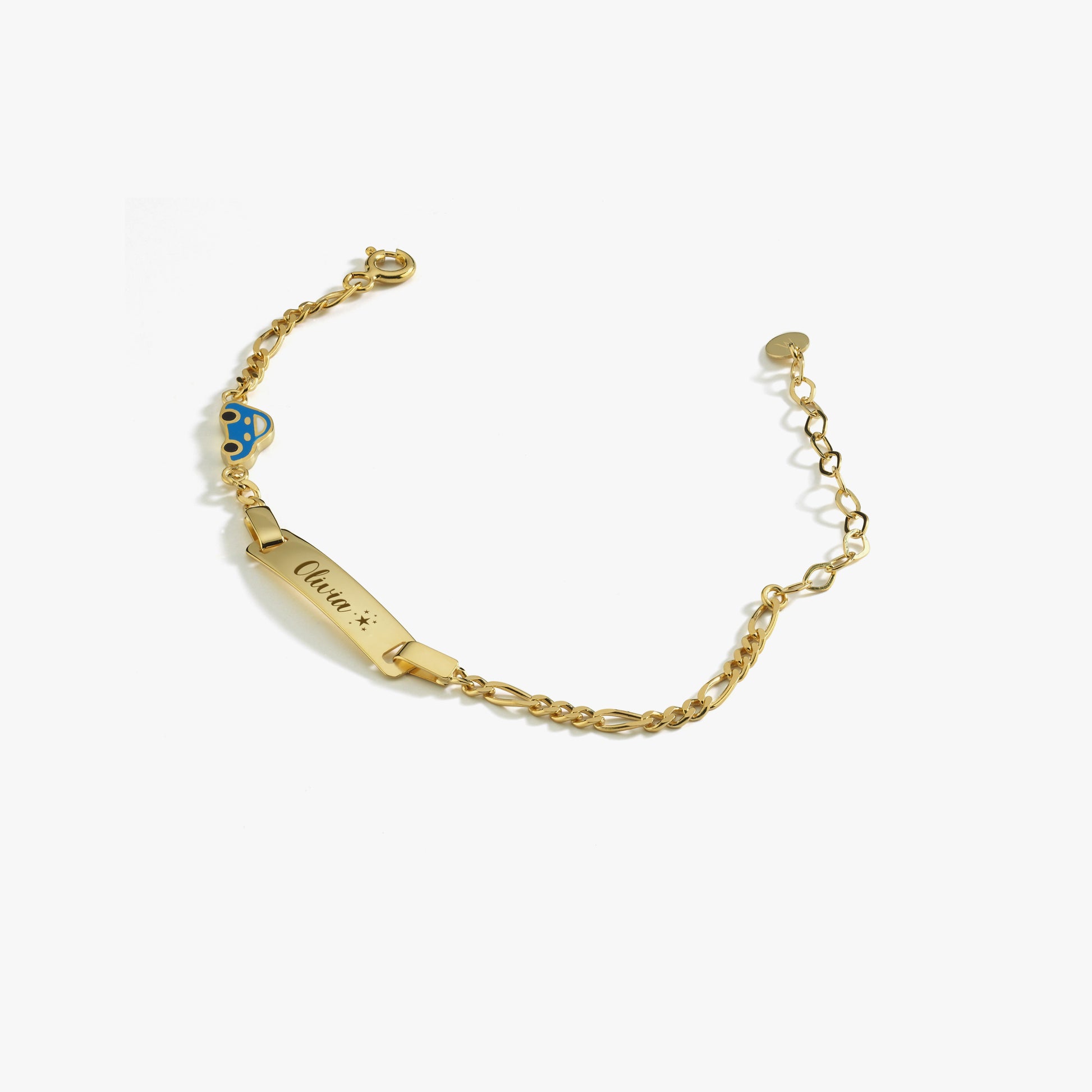 Personalized Footprint Baby Charm Bracelet with Name  | 14K Solid Gold