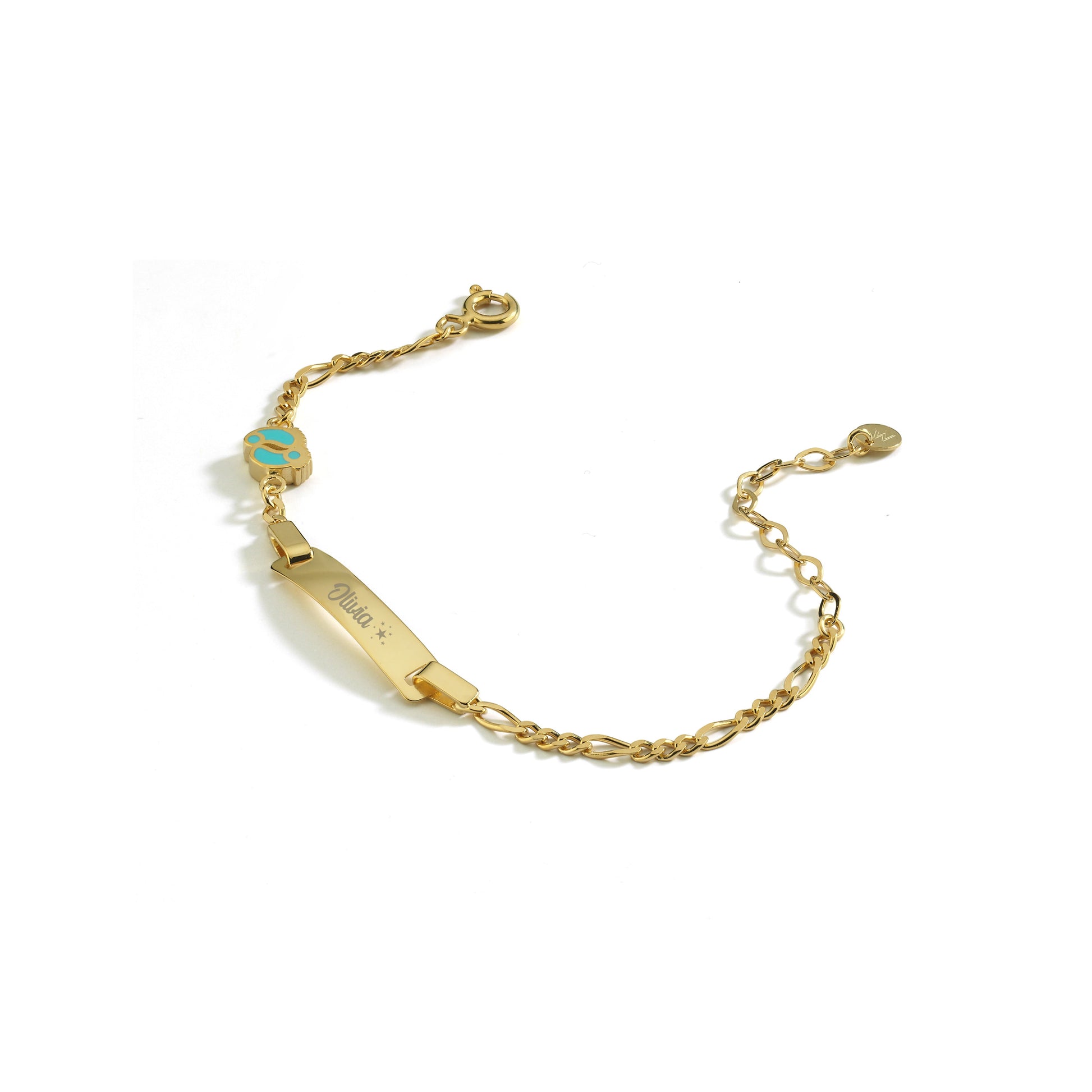 Personalized Footprint Baby Charm Bracelet with Name  | 14K Solid Gold