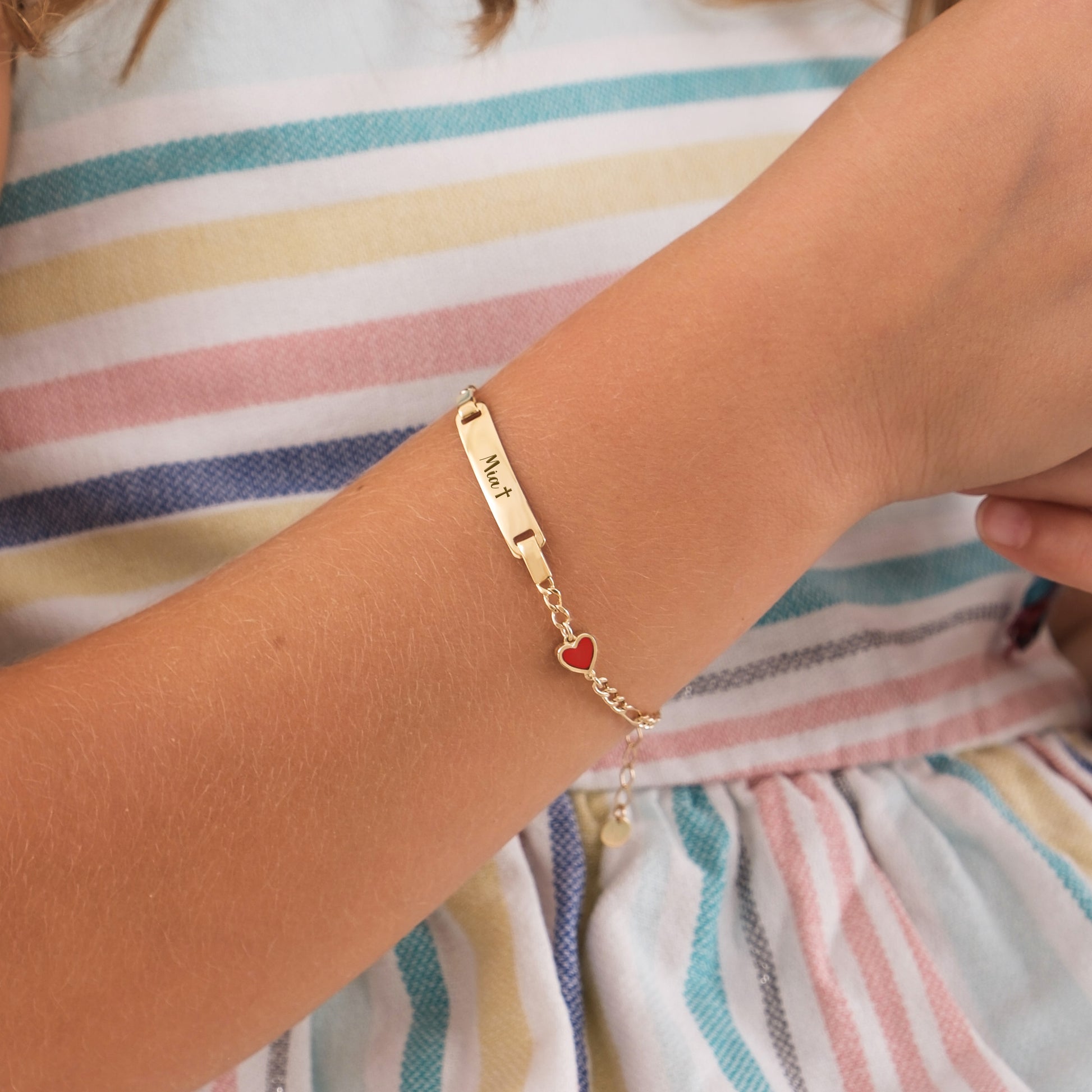 Personalized Heart Baby ID Bracelet  | 14K Solid Gold