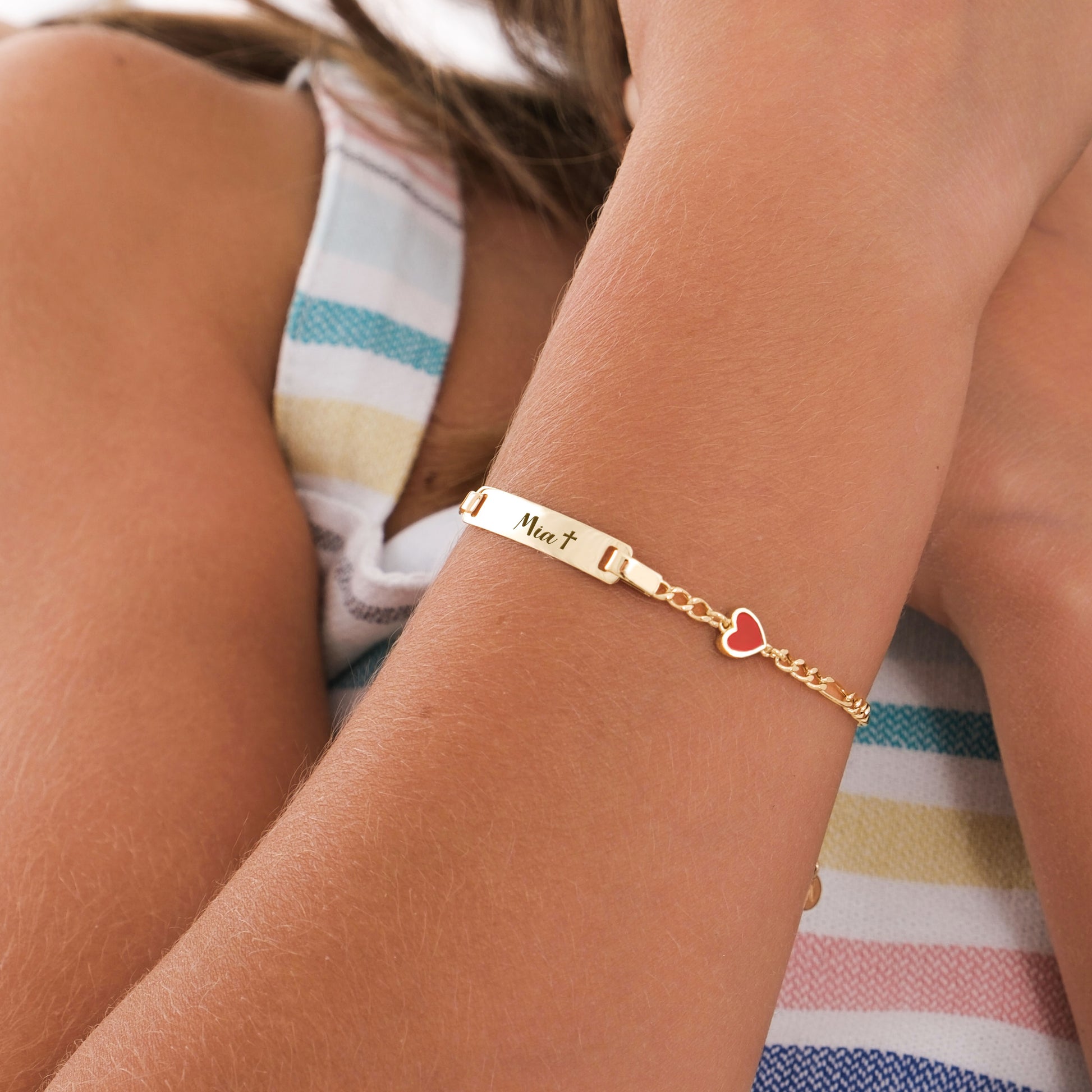 Personalized Heart Baby ID Bracelet  | 14K Solid Gold