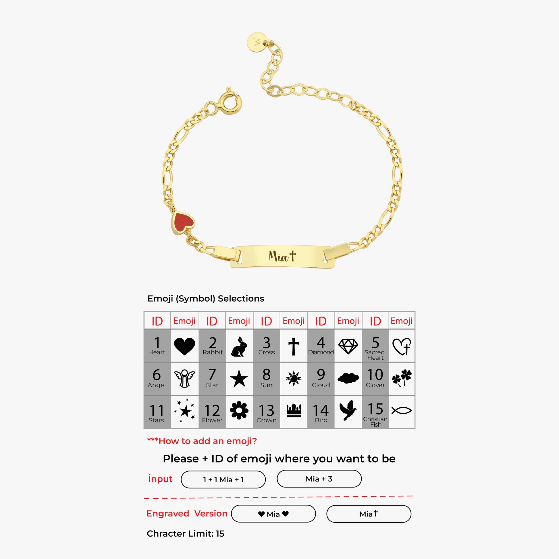 Personalized Heart Baby ID Bracelet  | 14K Solid Gold