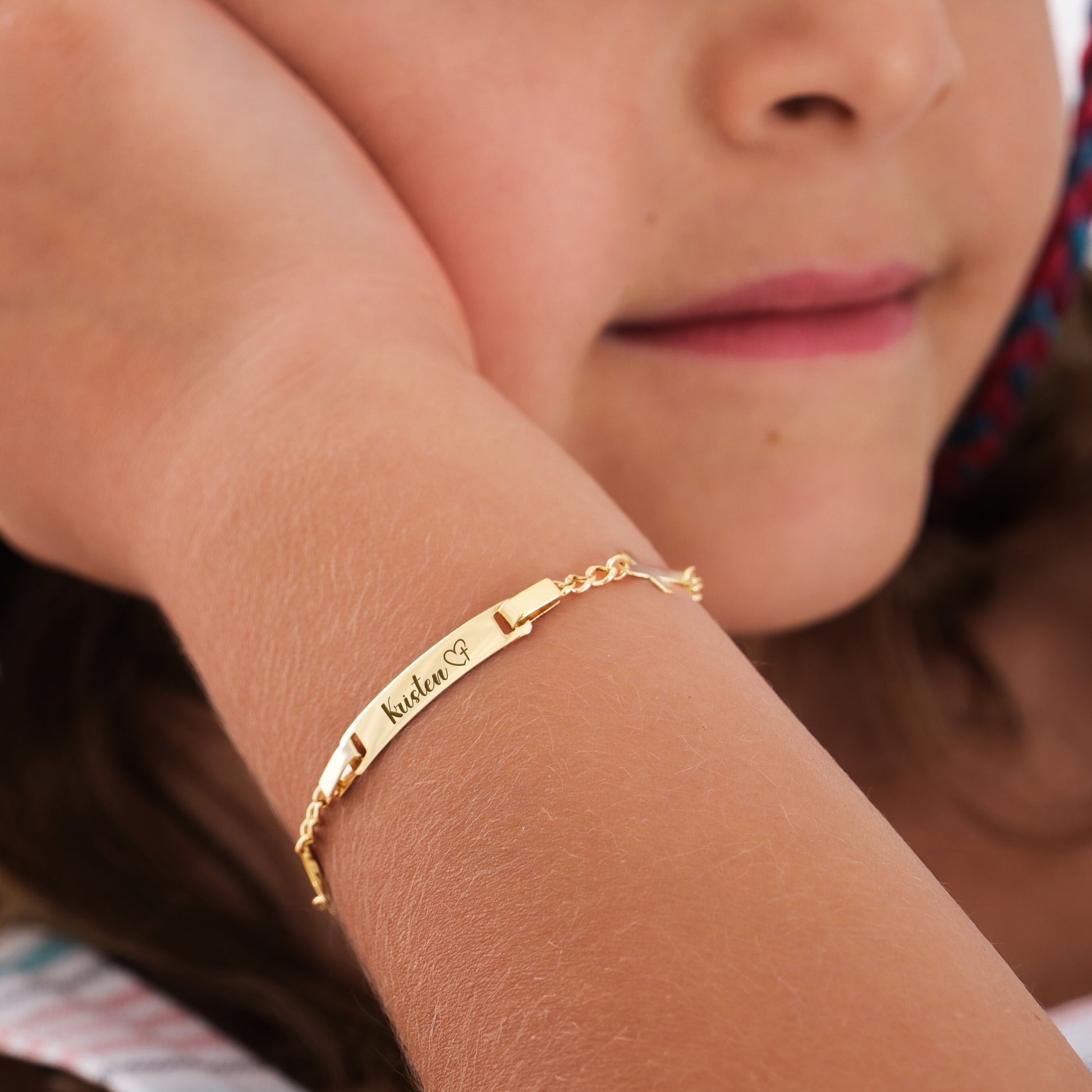 Personalized Baby Cross Bracelet with Name  | 14K Solid Gold