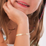 Personalized Baby Cross Bracelet with Name  | 14K Solid Gold