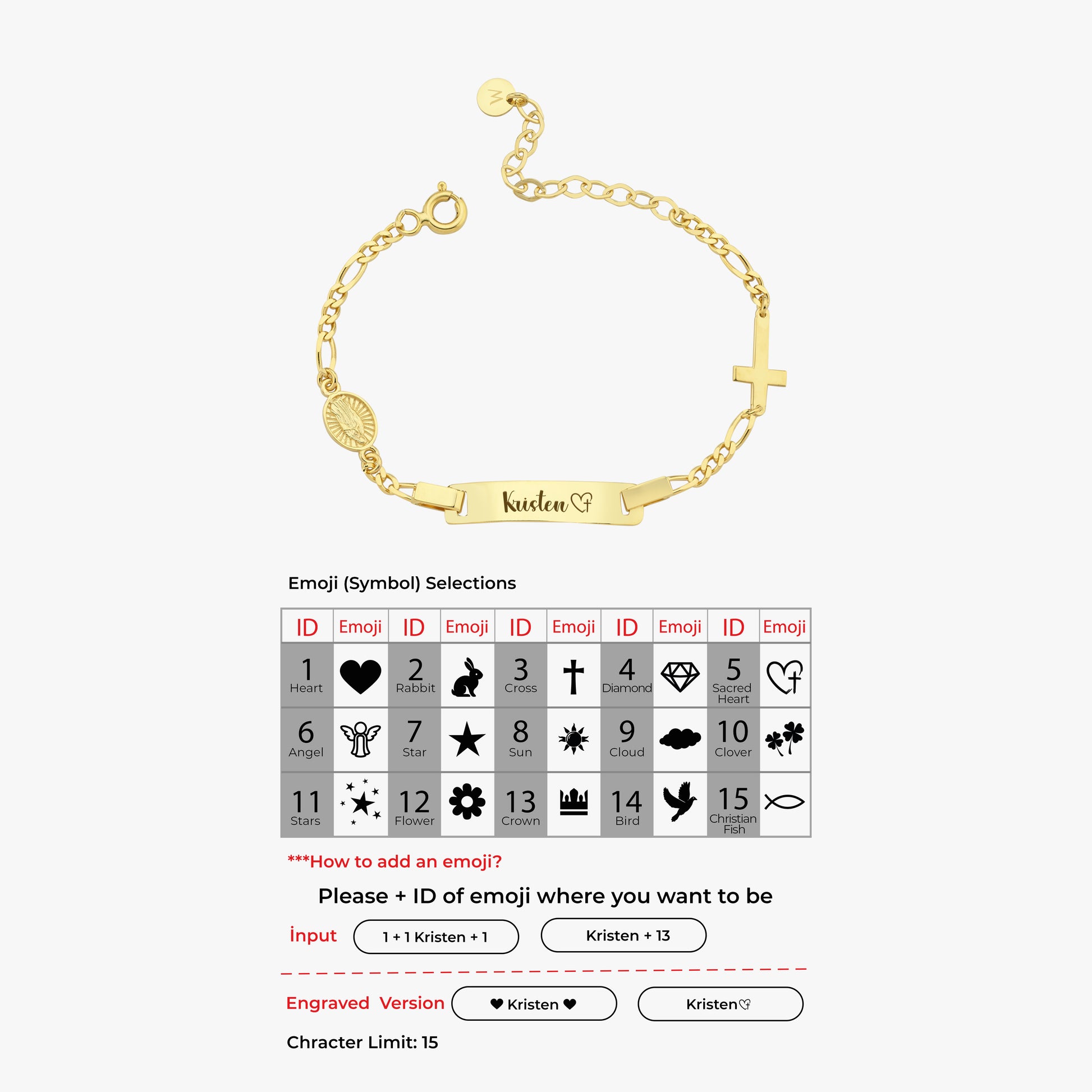 Personalized Baby Cross Bracelet with Name  | 14K Solid Gold