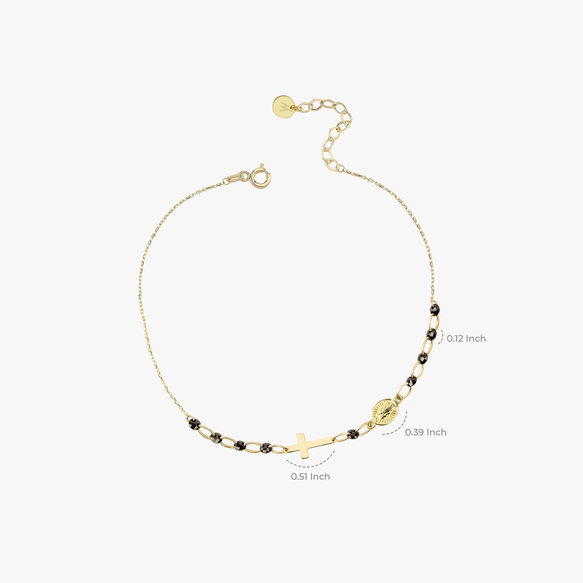 Onyx Rosary Bracelet | 14K Solid Gold