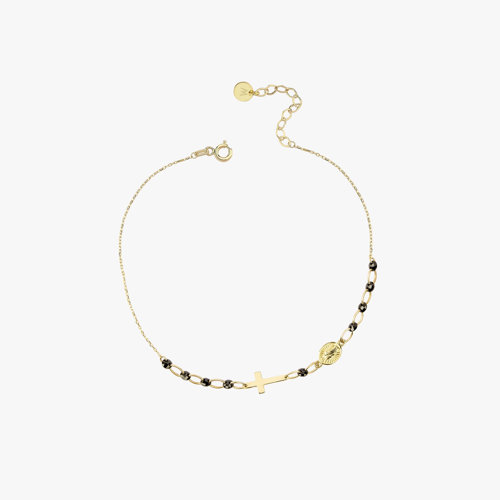Onyx Rosary Bracelet | 14K Solid Gold