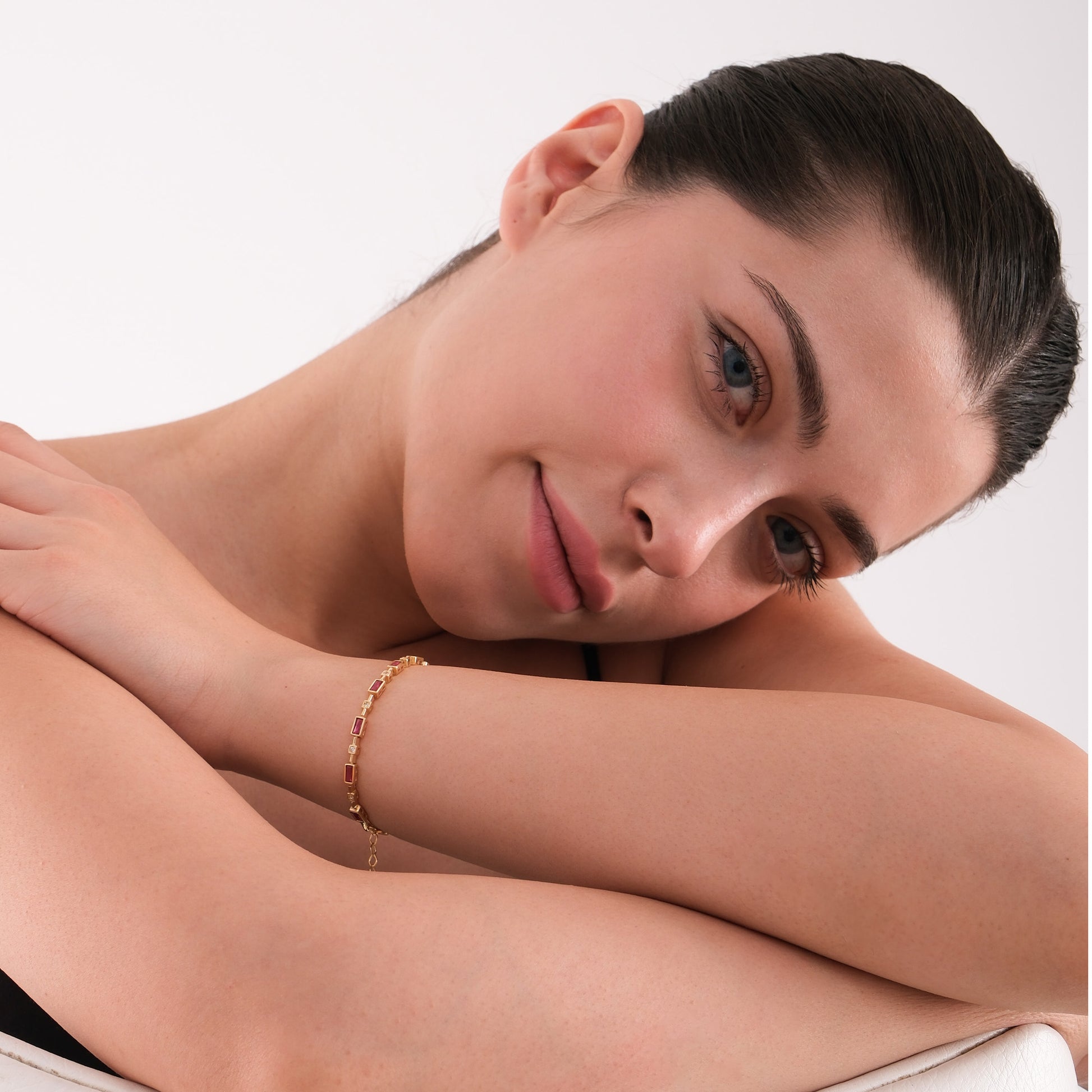 Baguette Ruby Tennis Bracelet | 18K Gold Vermeil