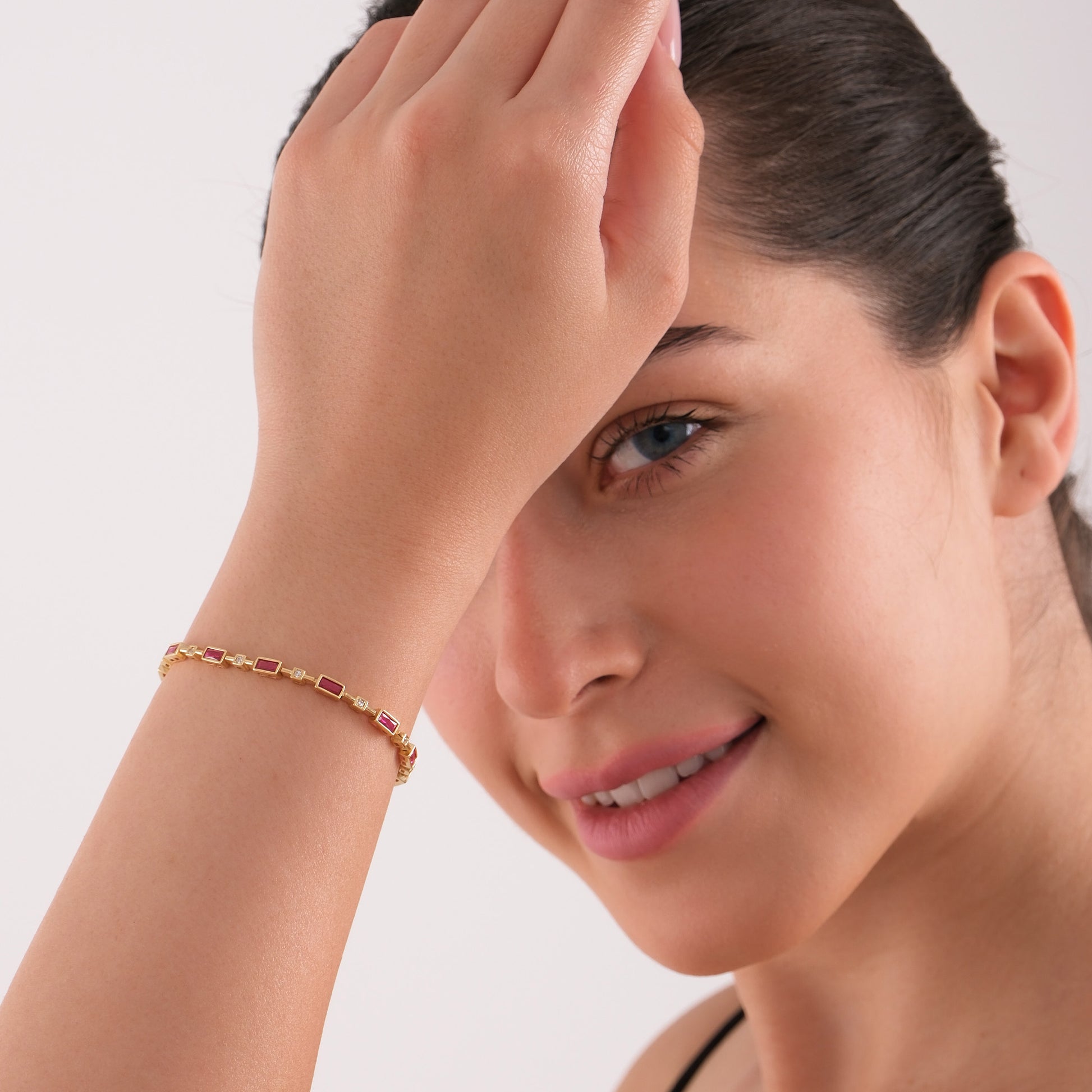 Baguette Ruby Tennis Bracelet | 18K Gold Vermeil