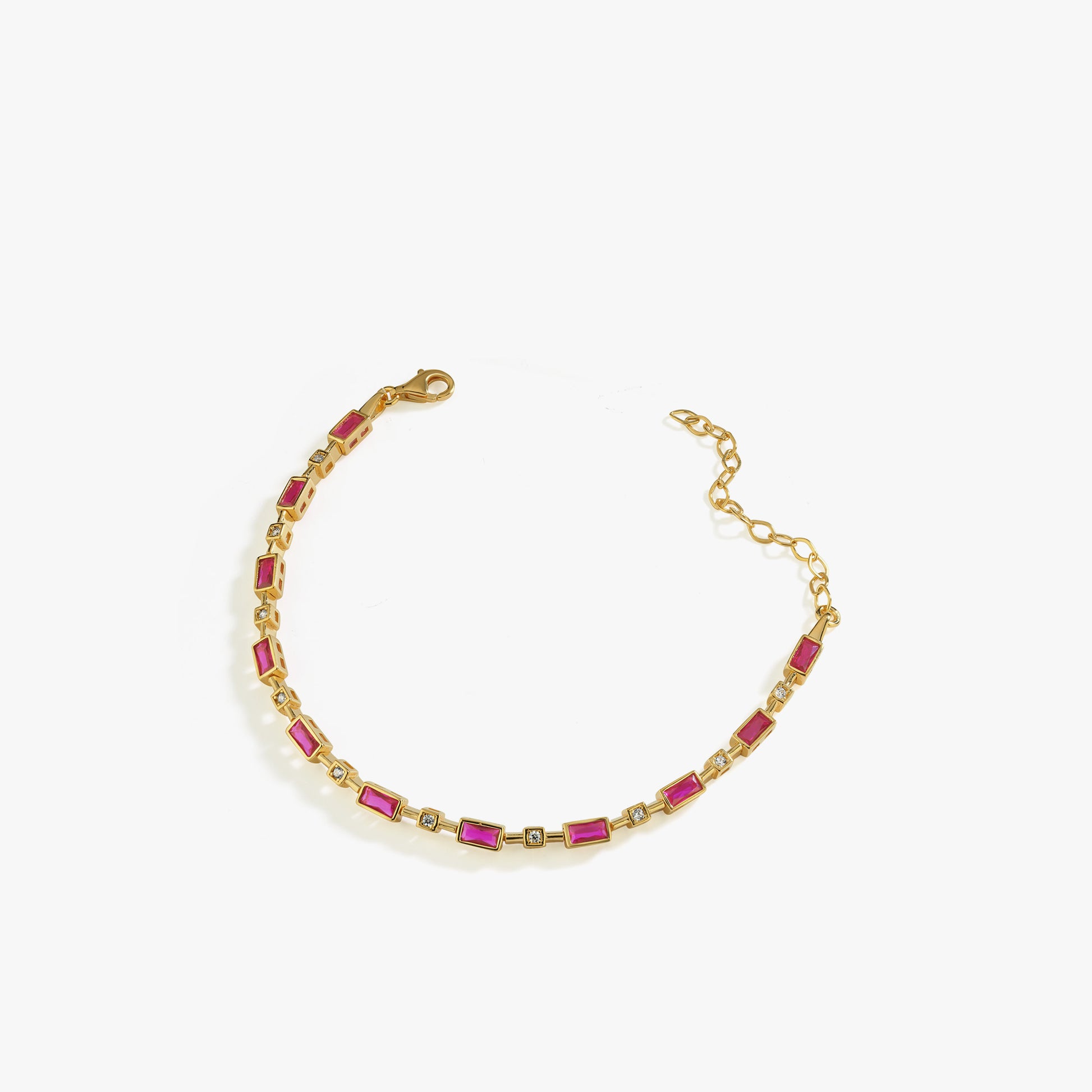 Baguette Ruby Tennis Bracelet | 18K Gold Vermeil
