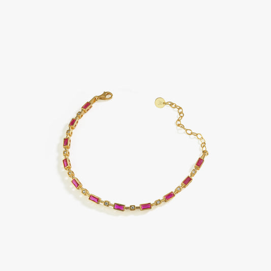 Baguette Ruby Tennis Bracelet | 18K Gold Vermeil
