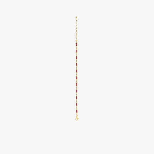 Baguette Ruby Tennis Bracelet | 18K Gold Vermeil