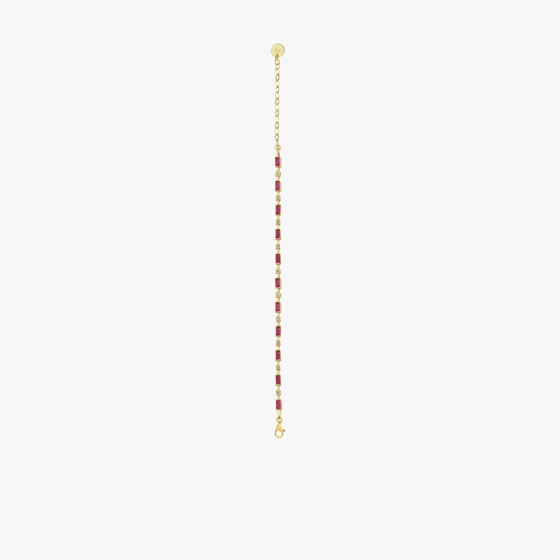 Baguette Ruby Tennis Bracelet | 18K Gold Vermeil