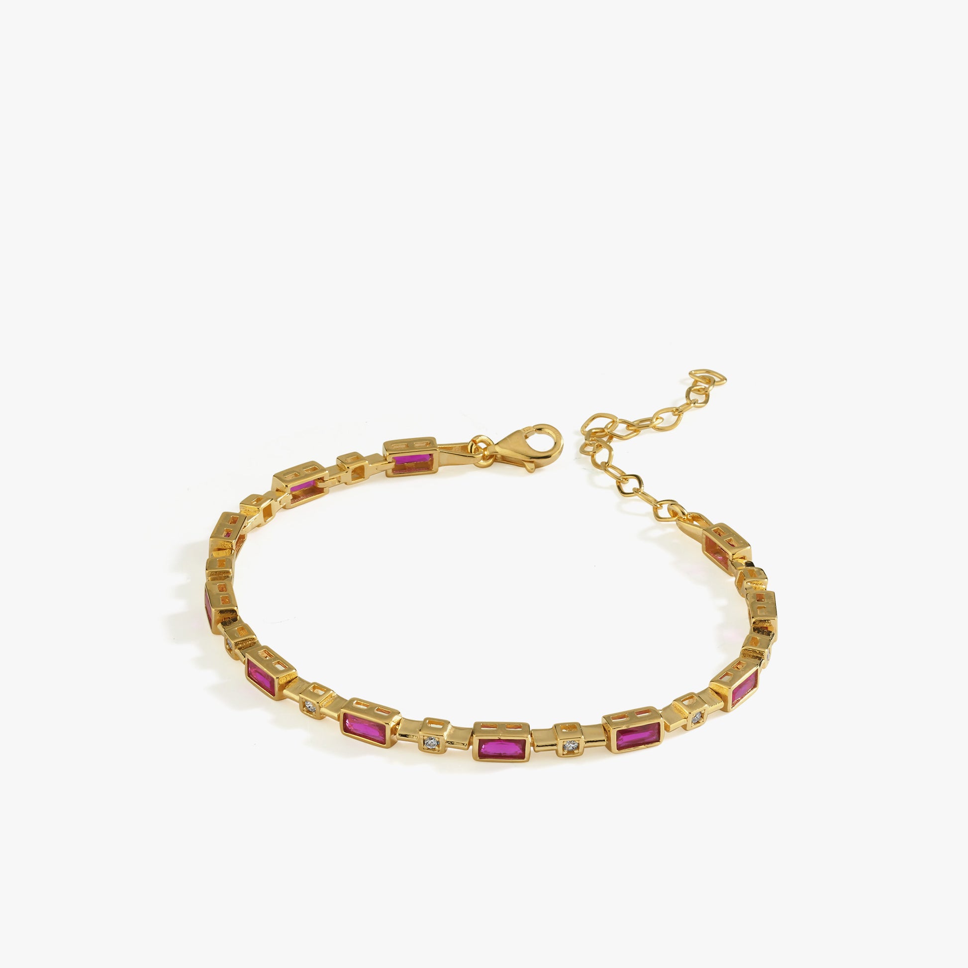 Baguette Ruby Tennis Bracelet | 18K Gold Vermeil