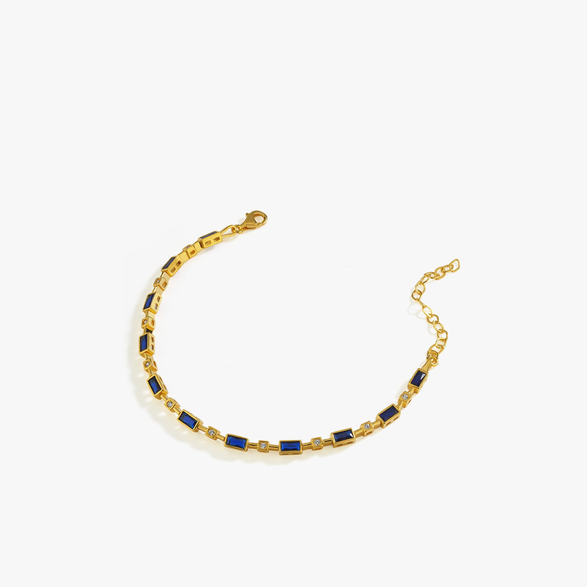 Baguette Sapphire Tennis Bracelet | 18K Gold Vermeil