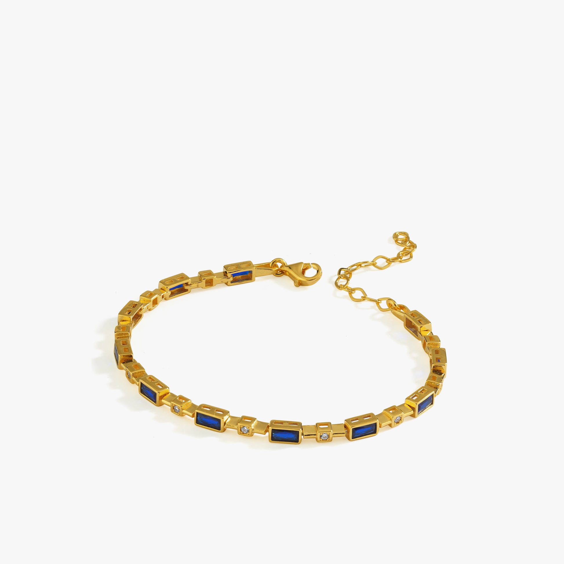 Baguette Sapphire Tennis Bracelet | 18K Gold Vermeil