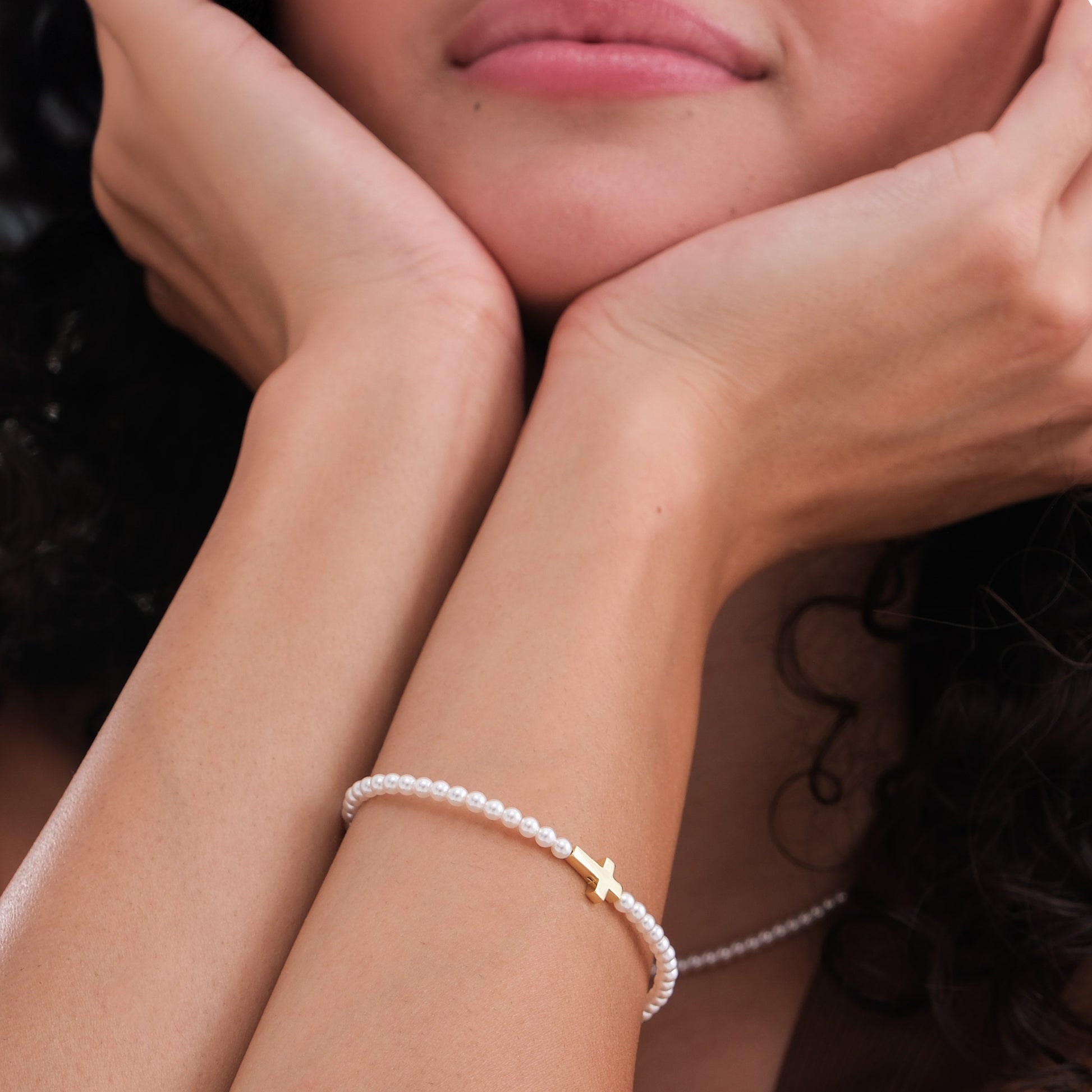 Pearl Cross Bracelet | 18K Gold Vermeil