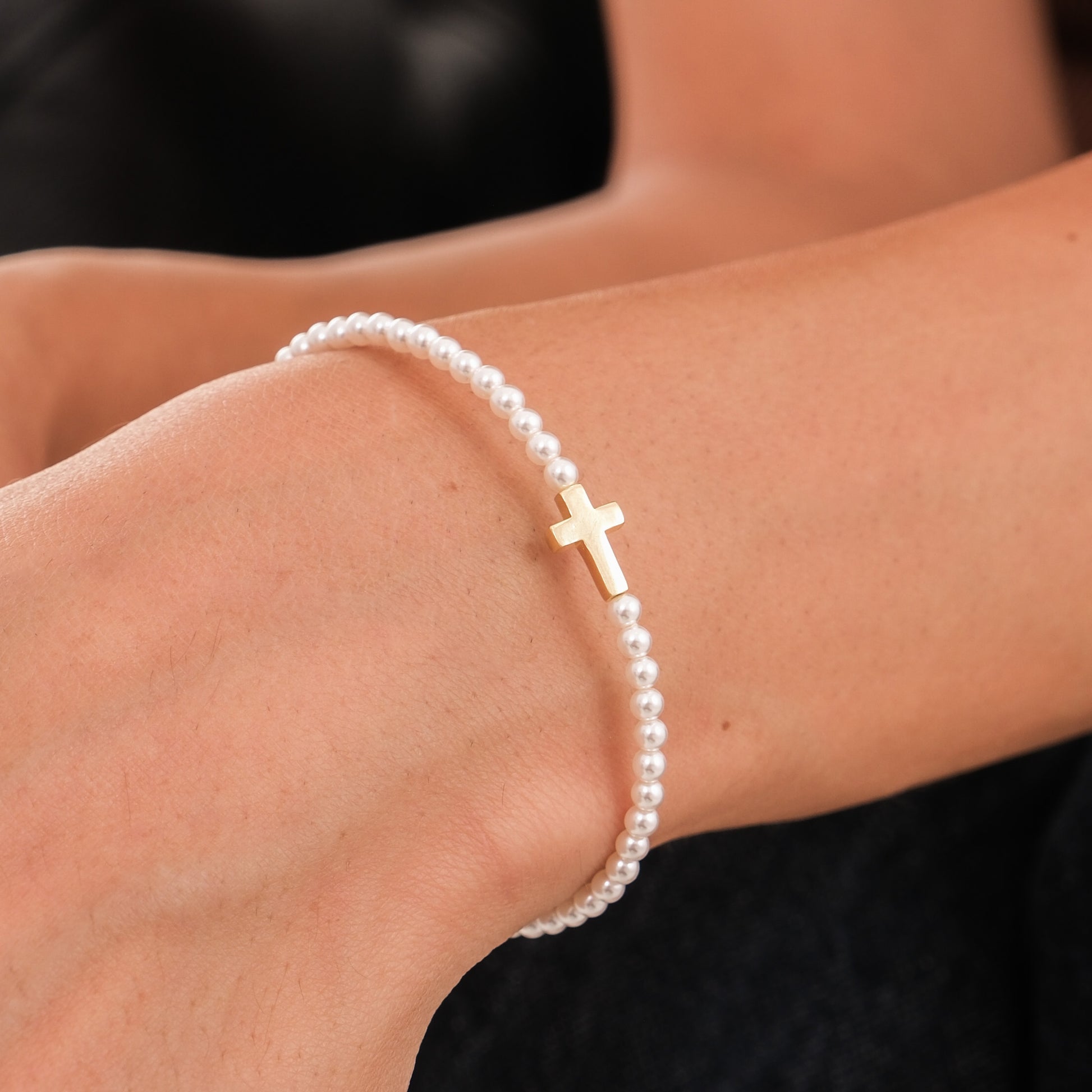 Pearl Cross Bracelet | 18K Gold Vermeil