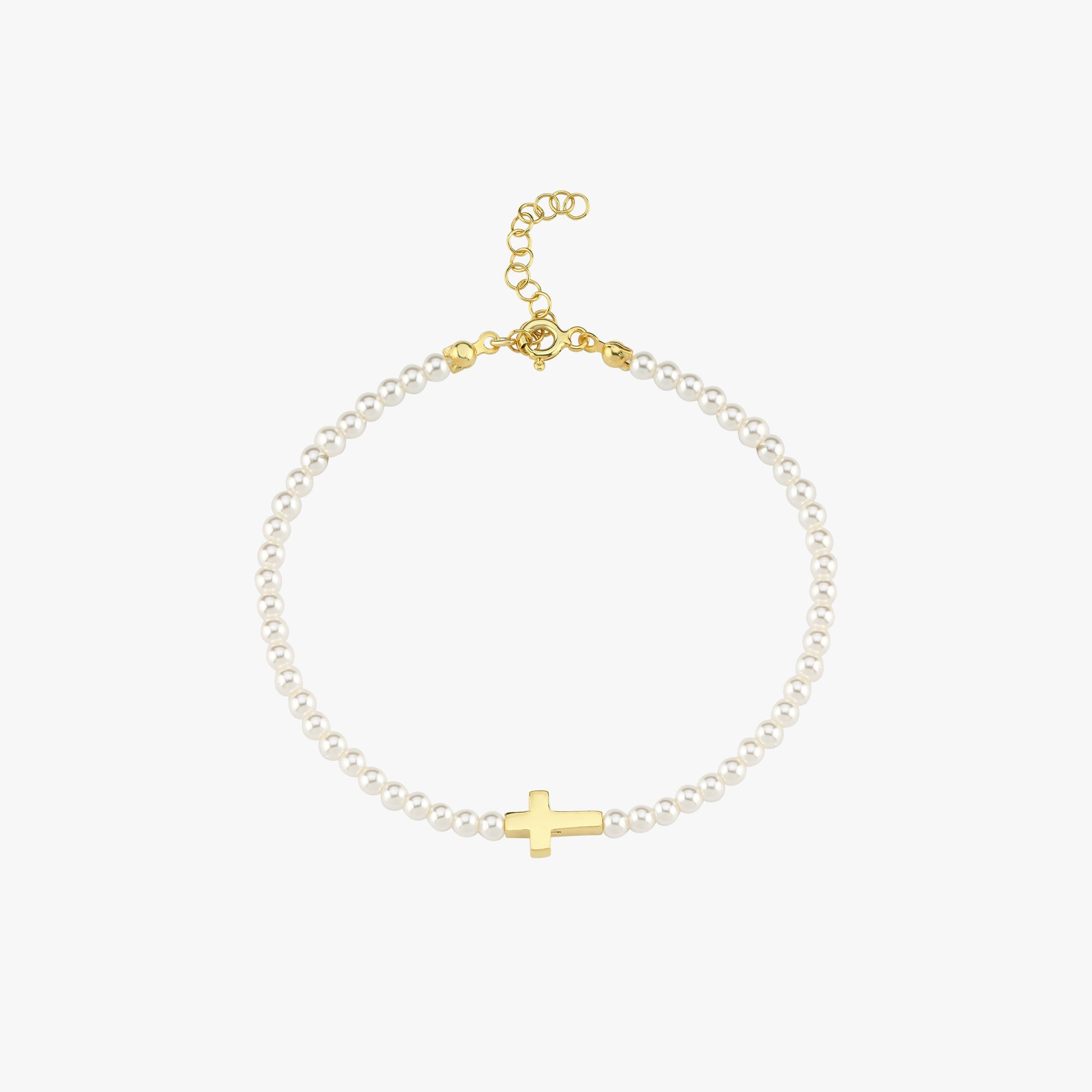 Pearl Cross Bracelet | 18K Gold Vermeil