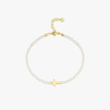 Pearl Cross Bracelet | 18K Gold Vermeil