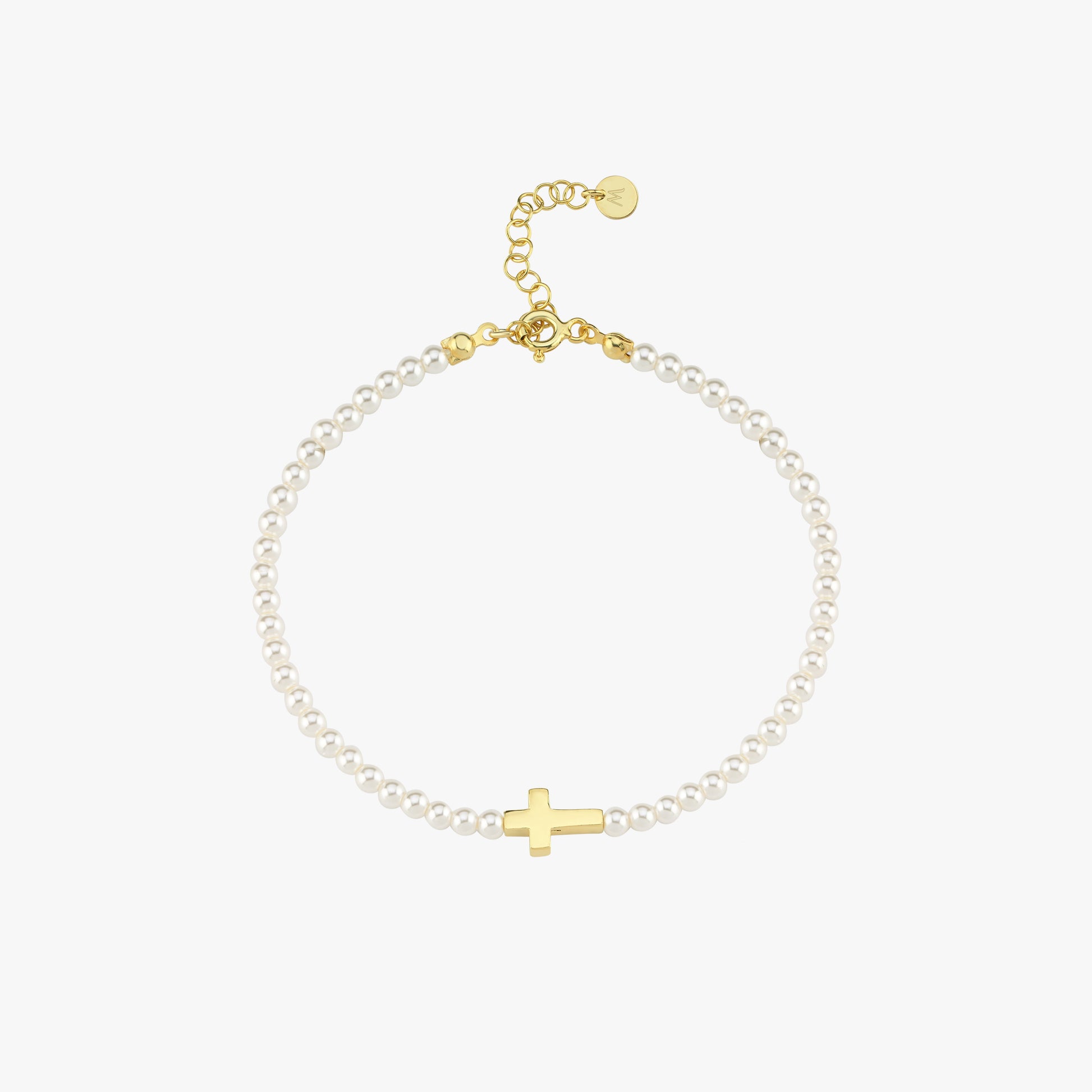 Pearl Cross Bracelet | 18K Gold Vermeil