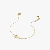 Christian Sideways Cross Bracelet | 14K Solid Gold