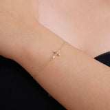 Sideways Daimond Cross | 14K Solid Gold