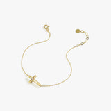 Sideways Daimond Cross | 14K Solid Gold