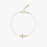 Sideways Cross Bracelet | 14K Solid Gold