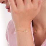 Dainty Cross Bracelet | 14K Solid Gold