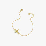 Dainty Cross Bracelet | 14K Solid Gold