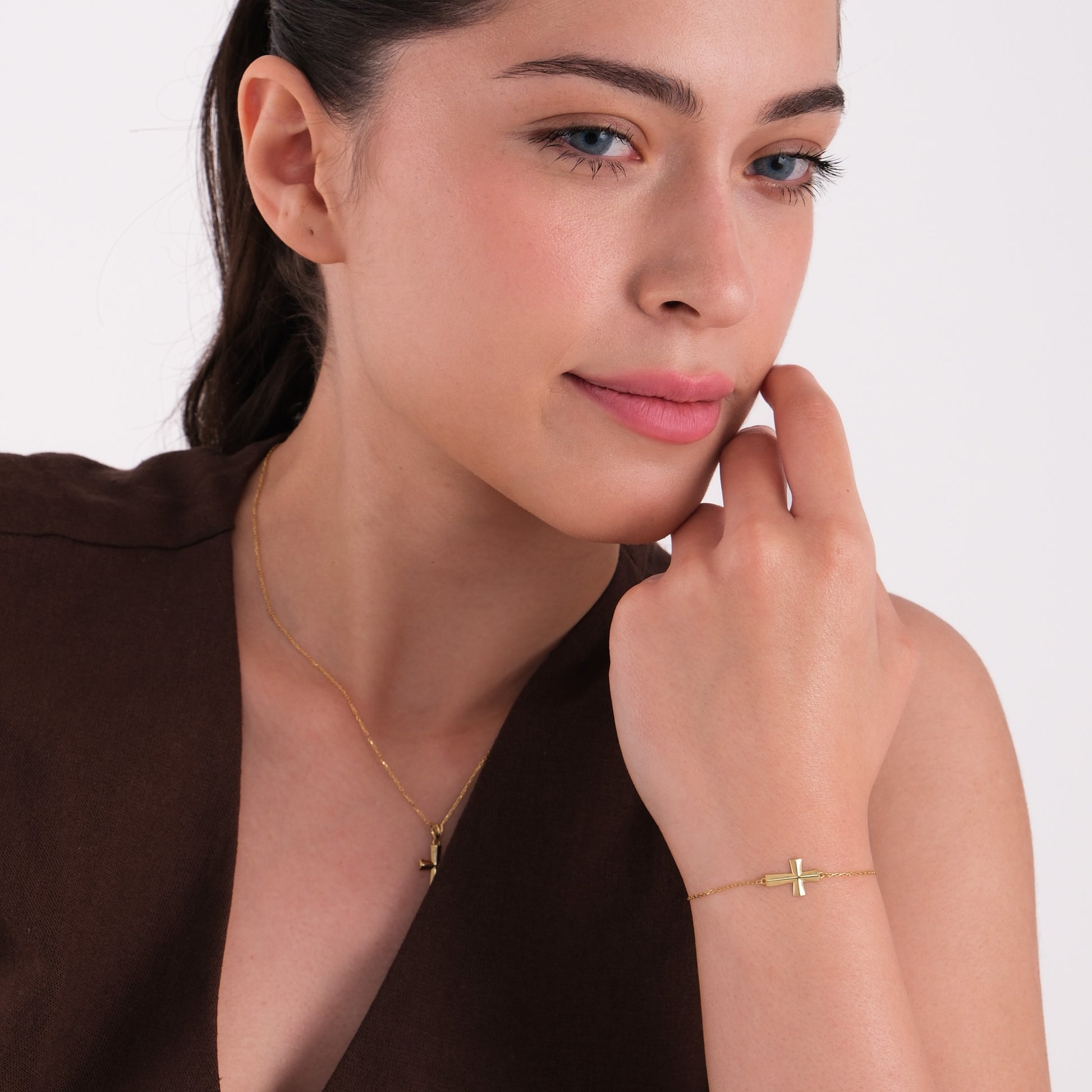 Small Cross Bracelet | 14K Gold Plated