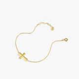 Small Cross Bracelet | 14K Solid Gold