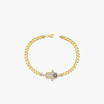 Hamsa Evil Eye Cuban Link Bracelet