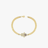 Hamsa Evil Eye Cuban Link Bracelet