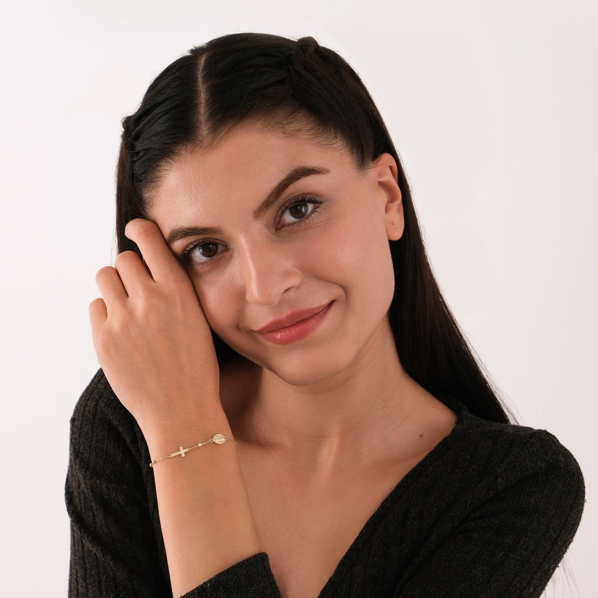 St. Hildegard Catholic Medal Bracelet | 14K Solid Gold