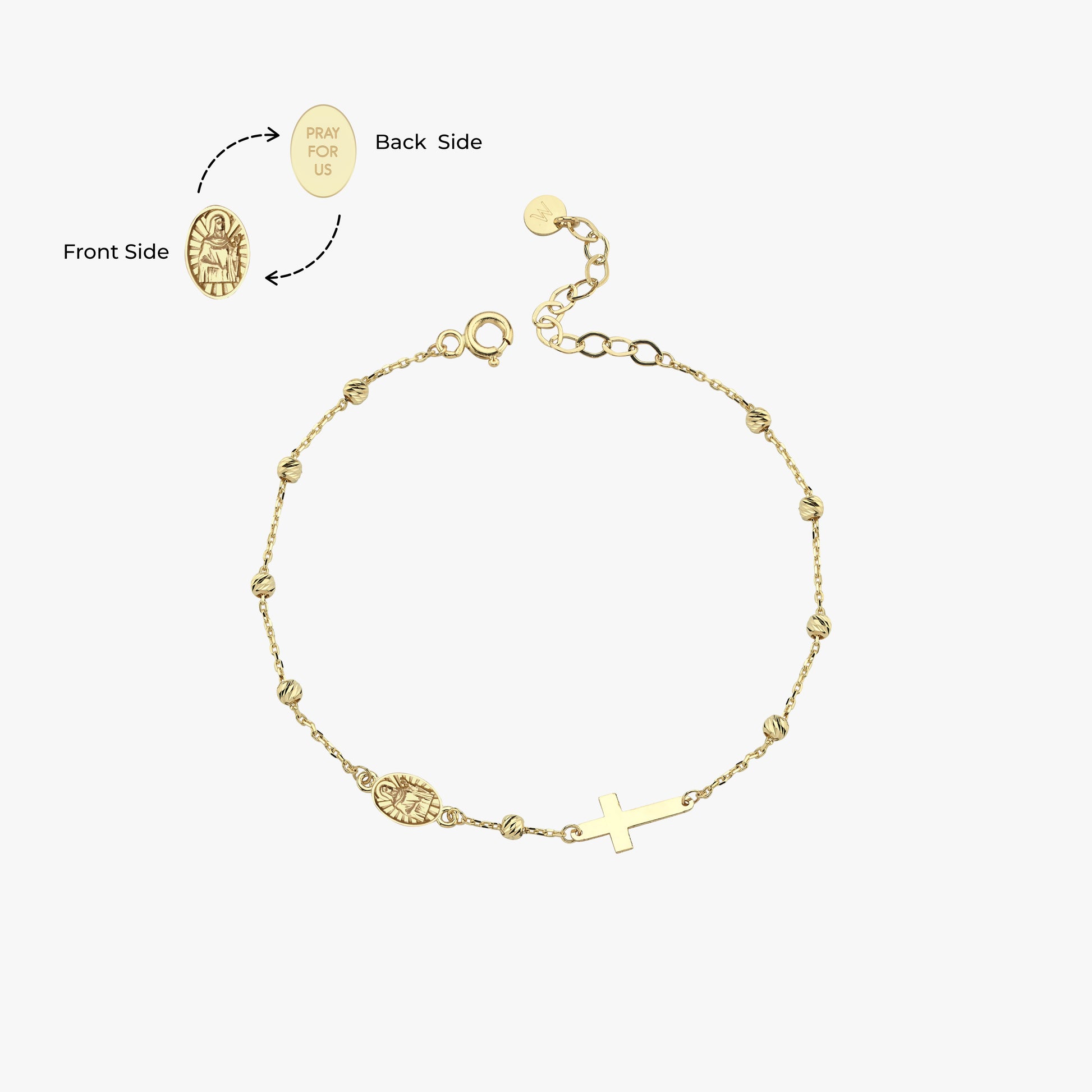 St. Hildegard Catholic Medal Bracelet | 14K Solid Gold