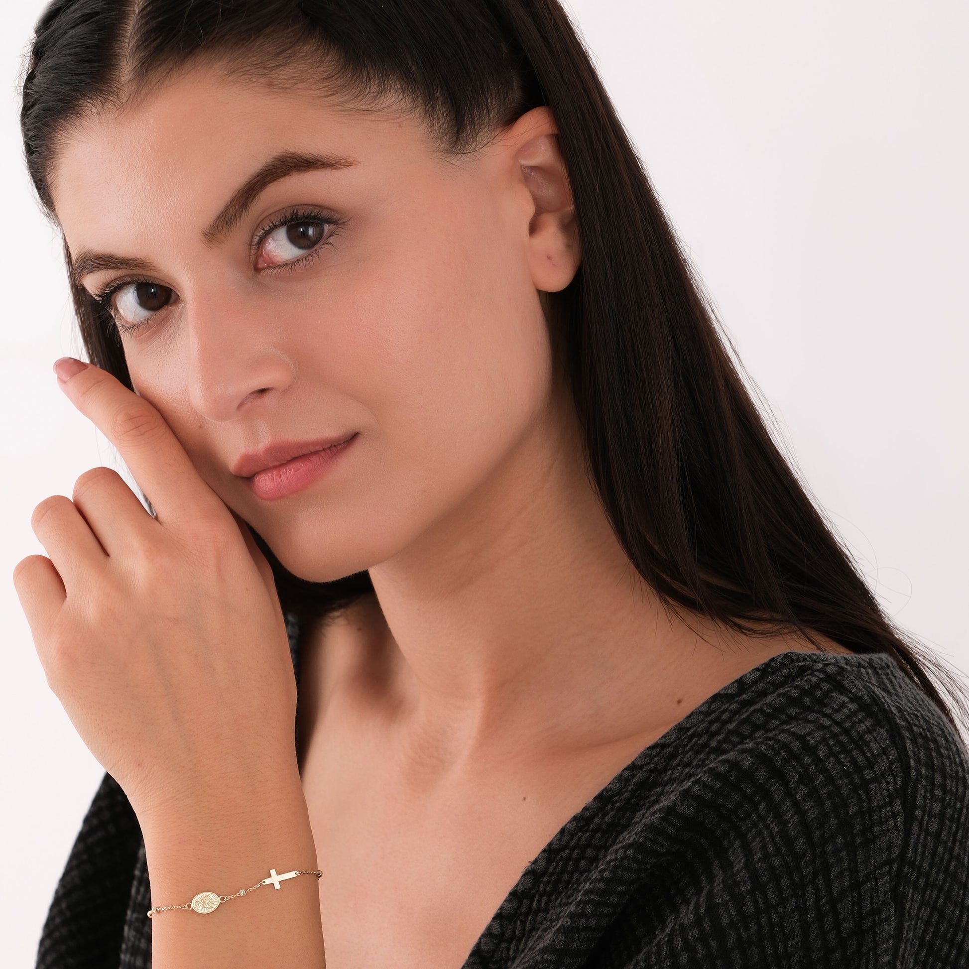 St. Catherine Catholic Medal Bracelet | 14K Solid Gold