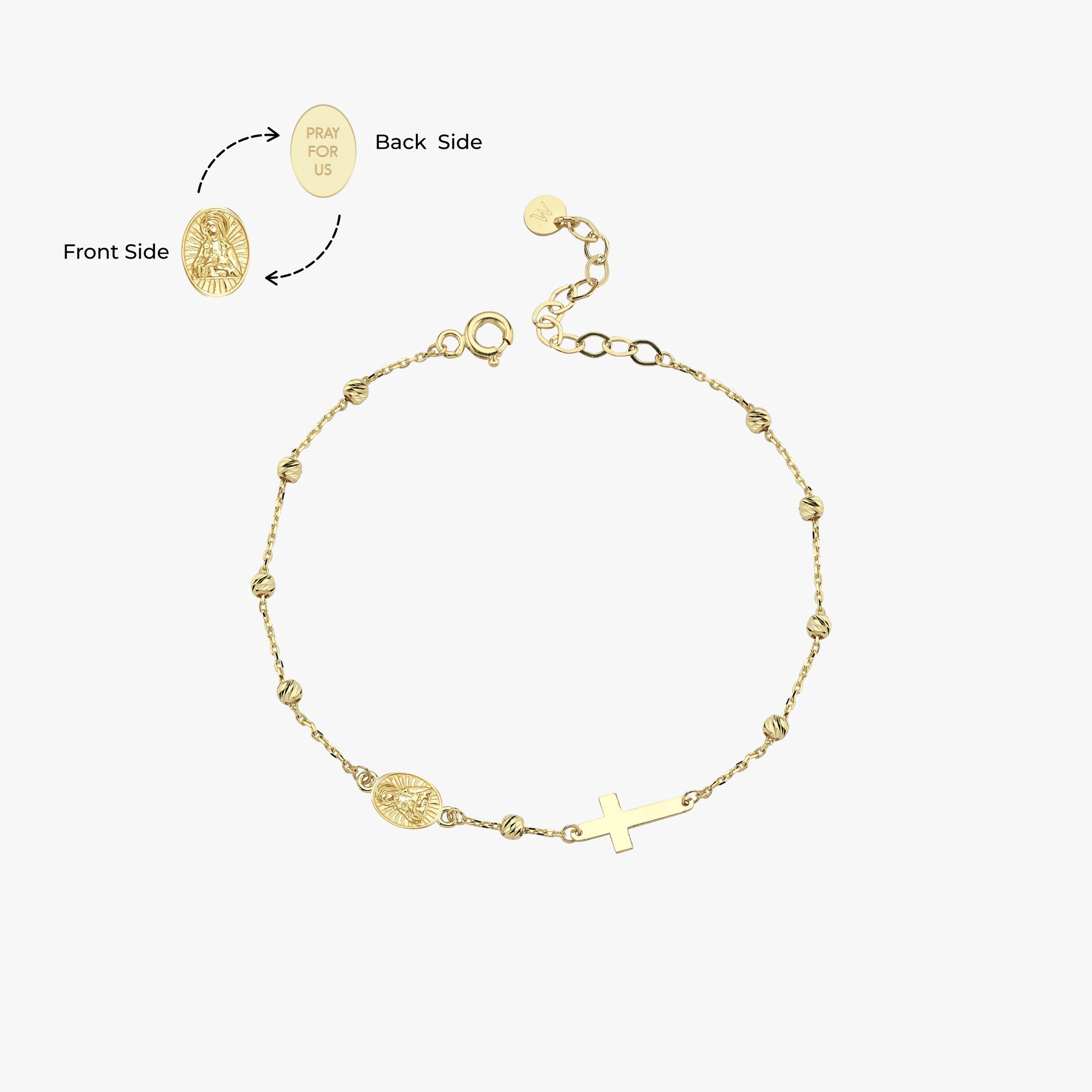 St. Catherine Catholic Medal Bracelet | 14K Solid Gold