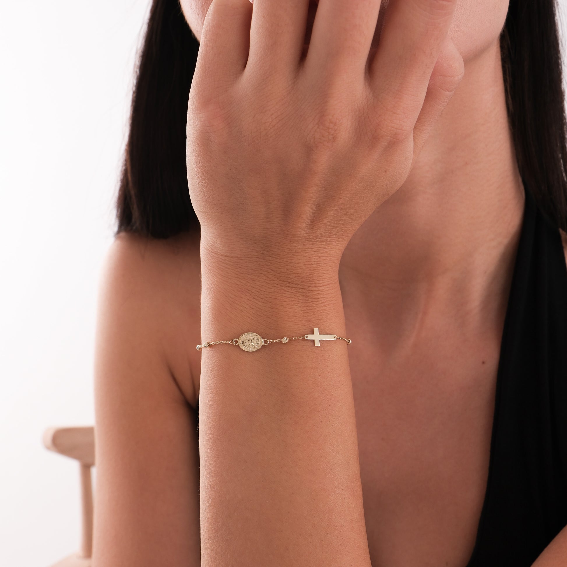 St. Clare Catholic Medal Bracelet | 14K Solid Gold