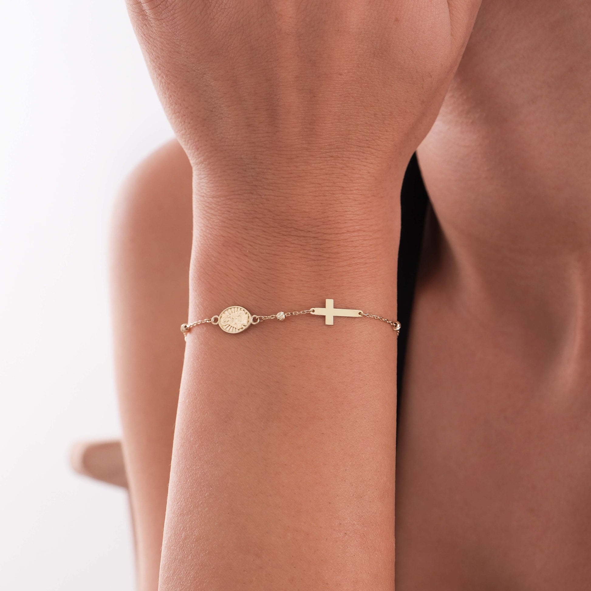 St. Clare Catholic Medal Bracelet | 14K Solid Gold