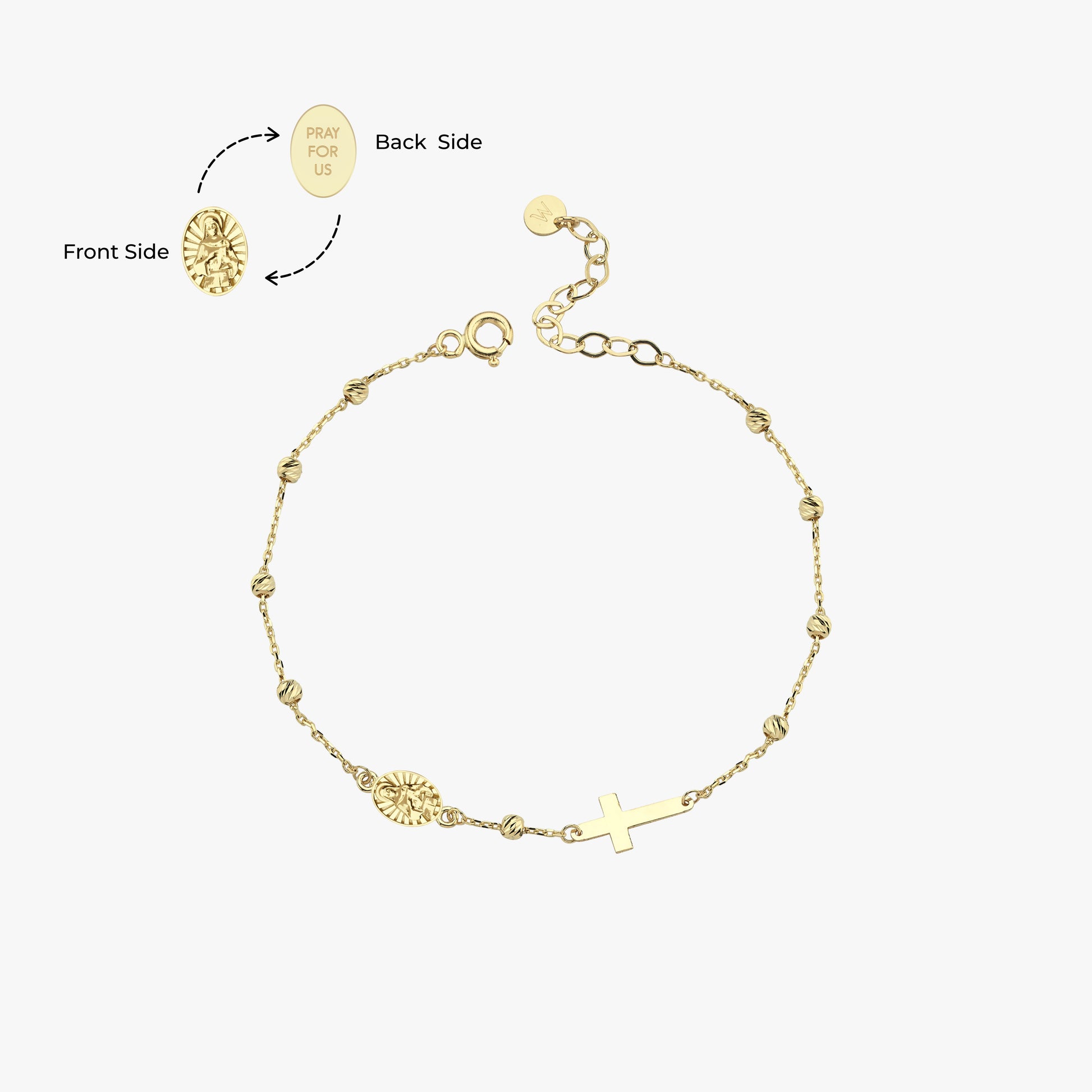 St. Clare Catholic Medal Bracelet | 14K Solid Gold